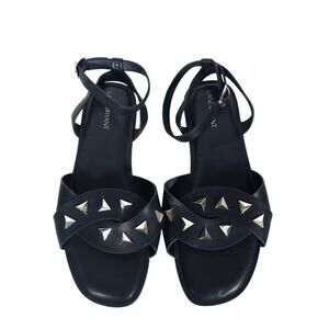 Lane Bryant Womens Sandals 10 Studded Black Strappy Chic Summer Glam Streetwear